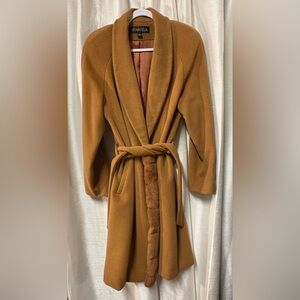 VINTAGE Donatella Luxury Angora Wool Rex Rabbit Fur Wrap Coat 12